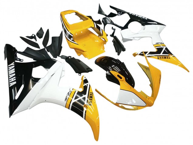Carenados Moto Yamaha YZF R6S 2006-2009 - Amarillo Blanco Negro Brillante Baratos