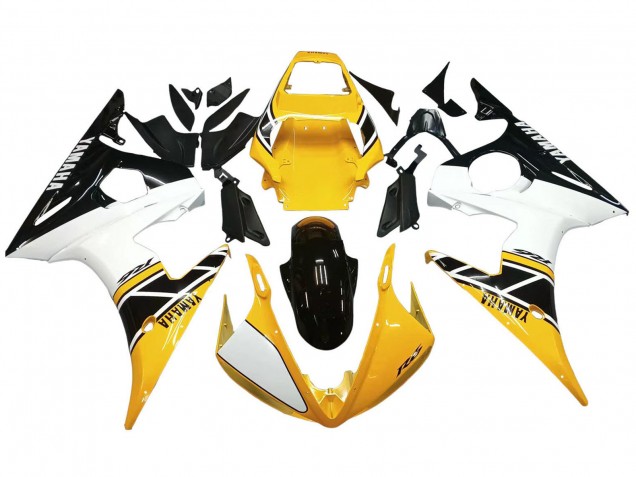 Carenados Moto Yamaha YZF R6S 2006-2009 - Amarillo Blanco Negro Brillante Baratos