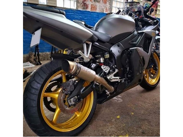 Carenados Moto Yamaha YZF R6 2003-2004 - Gris Mate Negro Mate Oro Calcomanías Baratos