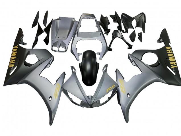 Carenados Moto Yamaha YZF R6 2003-2004 - Gris Mate Negro Mate Oro Calcomanías Baratos