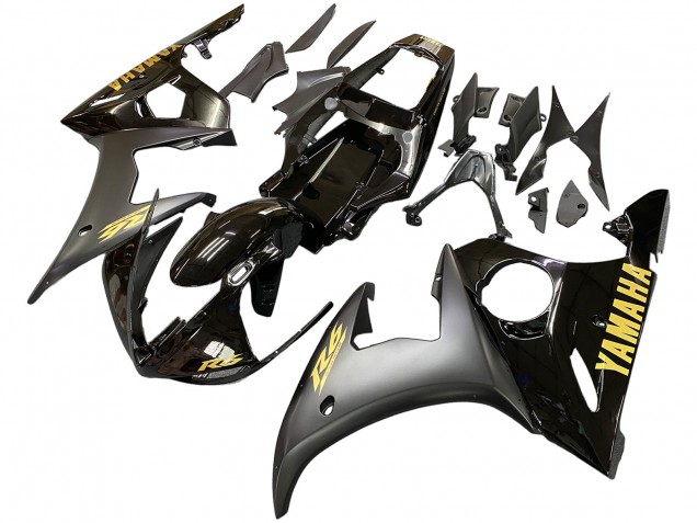 Carenados Moto Yamaha YZF R6 2003-2004 - Negro Brillante Negro Mate Oro Calcomanías Baratos