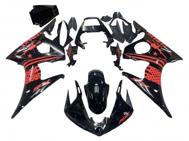 Carenado Moto Yamaha YZF R6S 2006-2009 - Negro Brillante Rojo Baratos