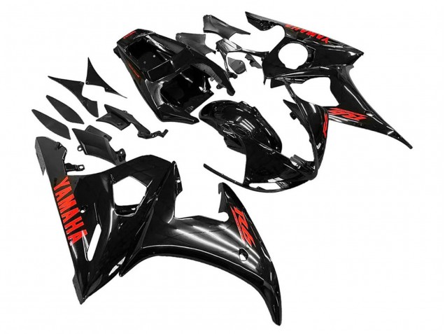 Carenados Moto Yamaha YZF R6 2003-2004 - Negro Brillante Rojo Baratos