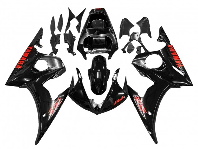Carenados Moto Yamaha YZF R6 2003-2004 - Negro Brillante Rojo Baratos