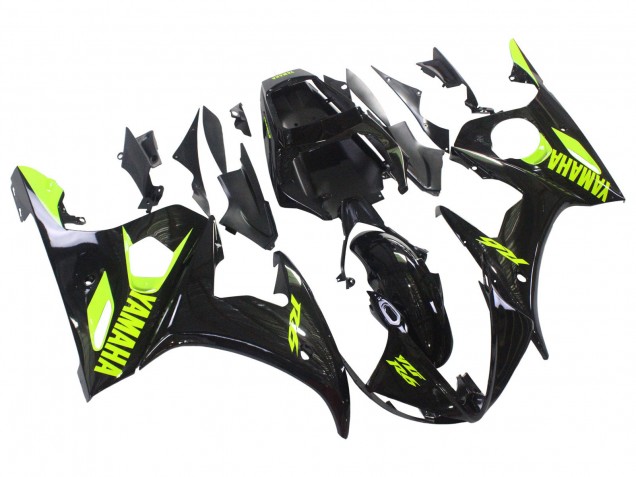 Carenados Moto Yamaha YZF R6 2003-2004 - Negro Brillante Neon Amarillo Baratos