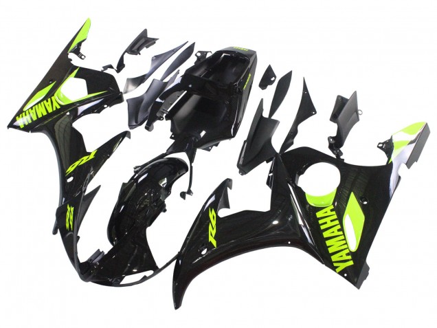 Carenados Moto Yamaha YZF R6 2003-2004 - Negro Brillante Neon Amarillo Baratos