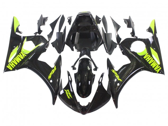 Carenados Moto Yamaha YZF R6 2003-2004 - Negro Brillante Neon Amarillo Baratos