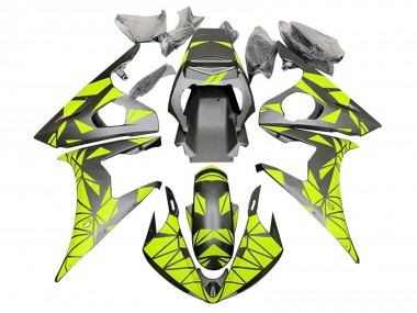 Carenados Moto Yamaha YZF R6 2003-2004 - Neon Verde Negro Mate Geométrico Baratos