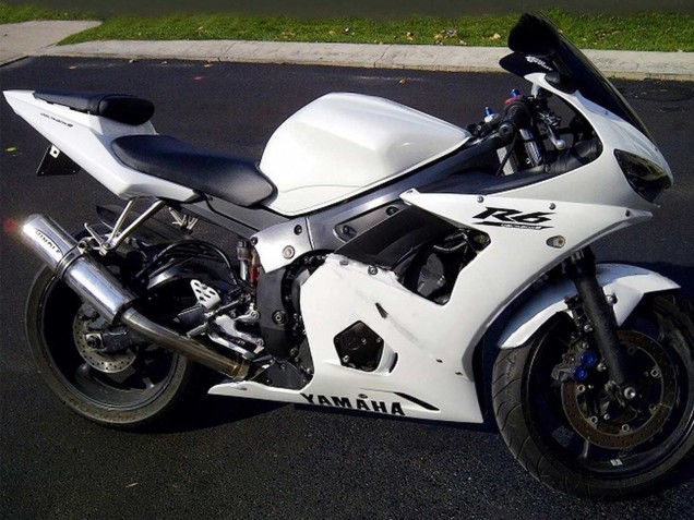 Carenados Moto Yamaha YZF R6S 2006-2009 - Blanco Negro Calcomanías Baratos