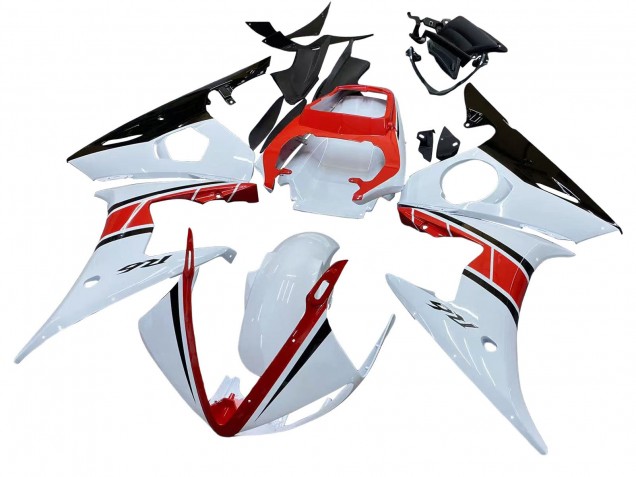 Carenados Moto Yamaha YZF R6 2003-2004 - Blanco Rojo Negro Brillante Baratos