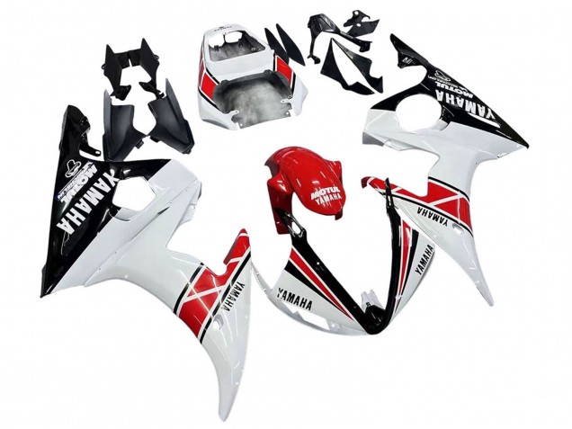 Carenados Moto Yamaha YZF R6 2003-2004 - Blanco Rojo Negro Brillante Motul Baratos