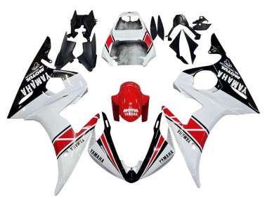 Carenados Moto Yamaha YZF R6 2003-2004 - Blanco Rojo Negro Brillante Motul Baratos
