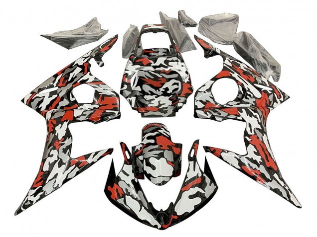 Carenados Moto Yamaha YZF R6 2003-2004 - Negro Rojo Gris Camouflage Baratos