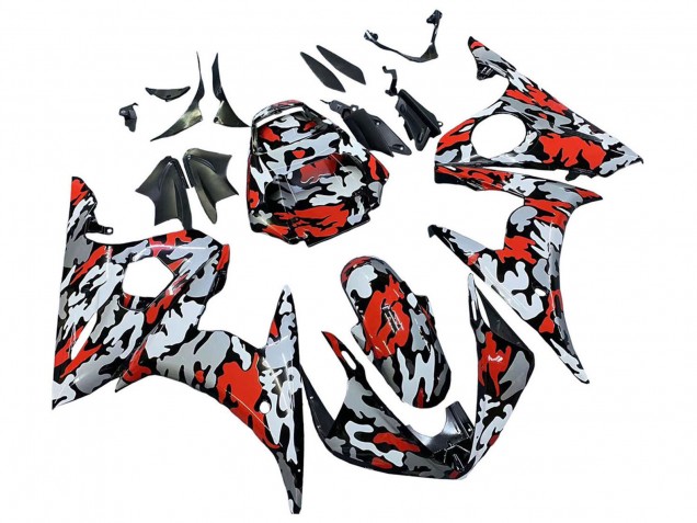 Carenados Moto Yamaha YZF R6S 2006-2009 - Negro Rojo Gris Camouflage Baratos