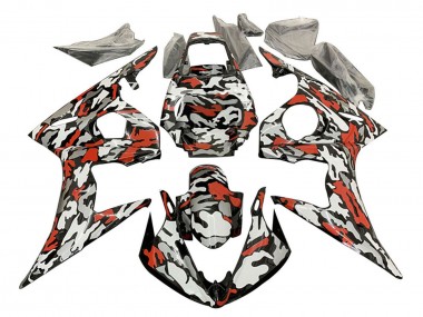 Carenados Moto Yamaha YZF R6S 2006-2009 - Negro Rojo Gris Camouflage Baratos