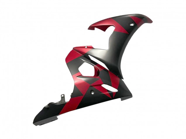Carenados Moto Yamaha YZF 600 R6 2005 - Negro Mate Rojo Geométrico Baratos