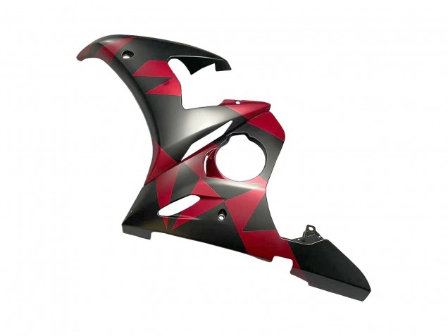 Carenados Moto Yamaha YZF 600 R6 2005 - Negro Mate Rojo Geométrico Baratos