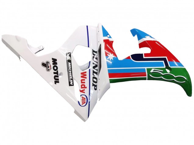 Carenados Moto Yamaha YZF 600 R6 2005 - Azul Claro Blanco Verde Rojo Kastinee Dunlop Motul Baratos