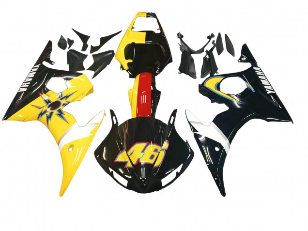 Carenados Moto Yamaha YZF 600 R6 2005 - Negro Amarillo Rojo 46 Baratos