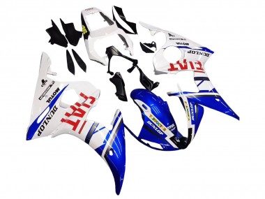 Carenados Moto Yamaha YZF 600 R6 2005 - Blanco Azul Dunlop Fiat Motul Baratos