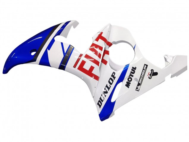 Carenados Moto Yamaha YZF 600 R6 2005 - Blanco Azul Dunlop Fiat Motul Baratos