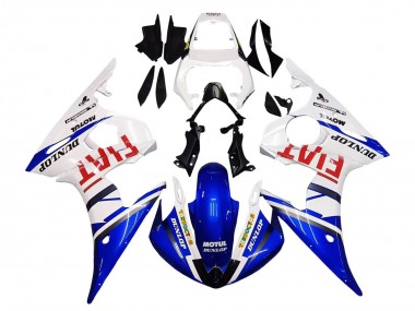 Carenados Moto Yamaha YZF 600 R6 2005 - Blanco Azul Dunlop Fiat Motul Baratos