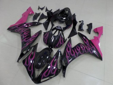 Carenados Moto Yamaha YZF R1 2004-2006 - Negro Brillante Rosa Llama Baratos