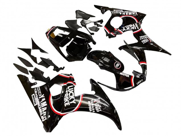 Carenados Moto Yamaha YZF 600 R6 2005 - Negro Brillante Blanco Lucky Strike Motul Baratos