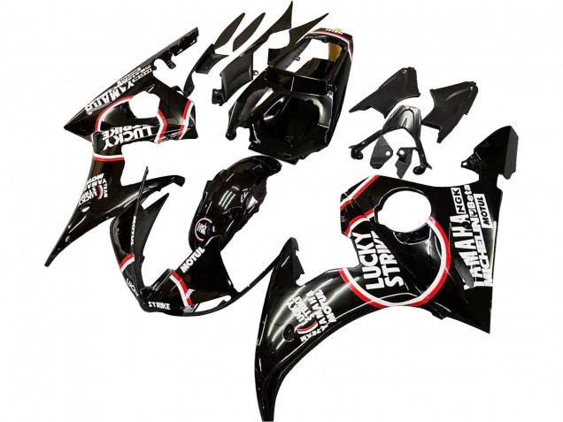 Carenados Moto Yamaha YZF 600 R6 2005 - Negro Brillante Blanco Lucky Strike Motul Baratos