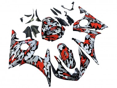 Carenados Moto Yamaha YZF 600 R6 2005 - Negro Rojo Gris Camouflage Baratos