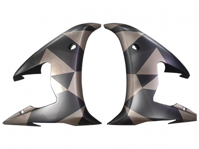 Carenados Moto Yamaha YZF 600 R6 2005 - Negro Mate Gris Geométrico Baratos