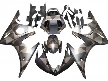 Carenados Moto Yamaha YZF 600 R6 2005 - Negro Mate Gris Geométrico Baratos