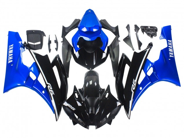 Carenados Moto Yamaha YZF 600 R6 2006-2007 - Azul Negro Brillante Baratos