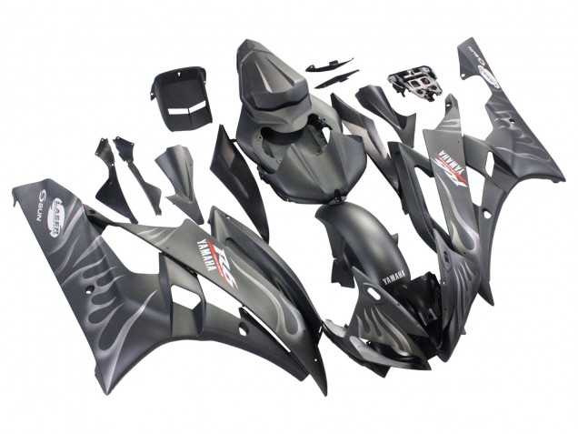 Carenados Moto Yamaha YZF 600 R6 2006-2007 - Negro Mate Plata Llama Baratos