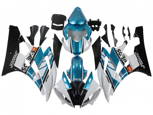 Carenados Moto Yamaha YZF 600 R6 2006-2007 - Blanco Azul Negro Semakin Didepan ENEOS Baratos
