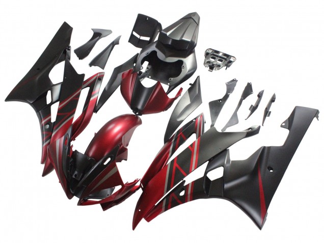 Carenados Moto Yamaha YZF 600 R6 2006-2007 - Rojo Negro Mate Baratos