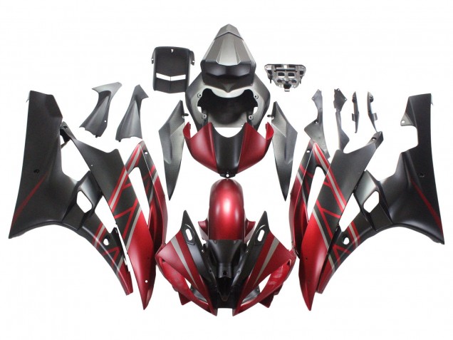 Carenados Moto Yamaha YZF 600 R6 2006-2007 - Rojo Negro Mate Baratos