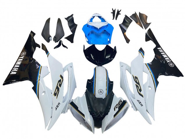 Carenado Moto Yamaha YZF 600 R6 2008-2016 - Blanco Azul Negro Brillante Baratos
