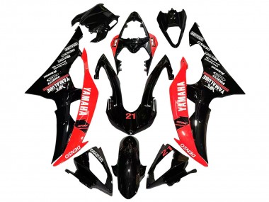 Carenados Moto Yamaha YZF 600 R6 2008-2016 - Rojo Negro Brillante DENSO Yamalube 21 Baratos