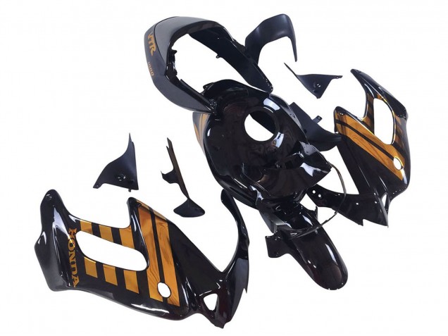 Carenados Moto Honda VTR1000F 1997-2005 - Negro Brillante Oro Baratos