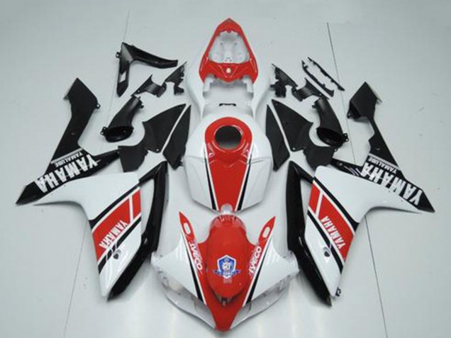 Carenados Moto Yamaha YZF R1 2007-2008 - Blanco Rojo Negro Brillante Baratos