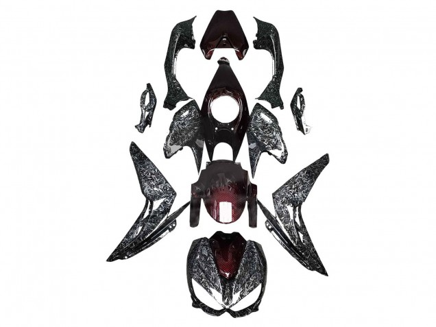 Carenados Moto Kawasaki Z1000 2014-2019 - Negro Rojo Falsificado FibraCarbono Baratos