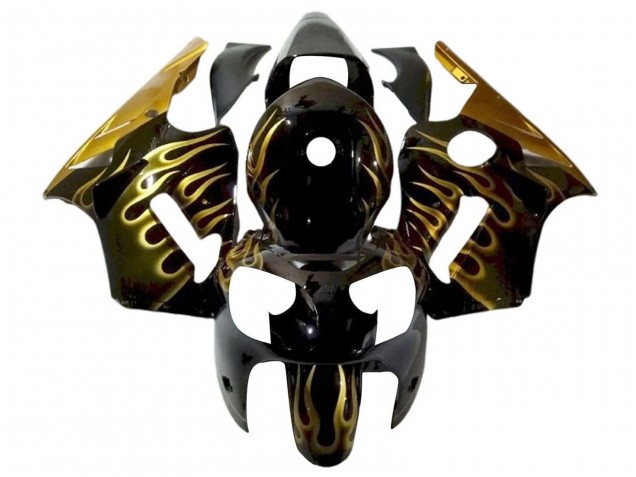 Carenados Moto Kawasaki ZX12R 2000-2001 - Negro Brillante Oro Llama Baratos