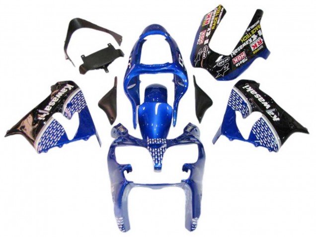 Carenados Moto Kawasaki ZX9R 2000-2001 - Azul Blanco Negro Brillante Baratos