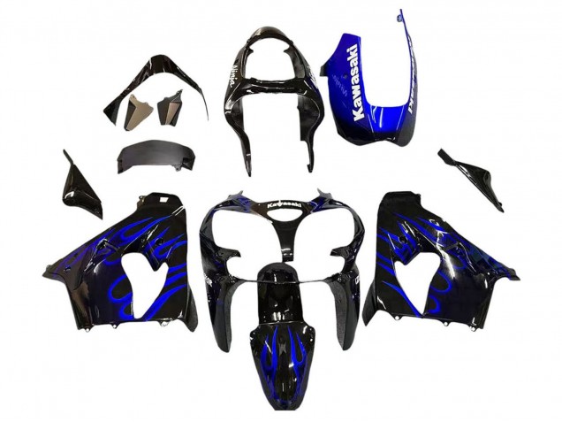 Carenados Moto Kawasaki ZX9R 2000-2001 - Negro Brillante Azul Llama Blanco Baratos