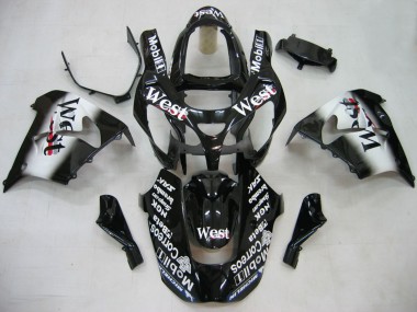 Carenados Moto Kawasaki ZX9R 2000-2001 - Negro Brillante Blanco West Baratos