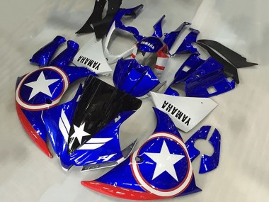 Carenados Moto Yamaha YZF R1 2009-2011 - Azul Blanco Rojo Negro Estrella Captain America Baratos