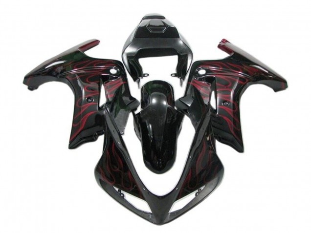Carenados Moto Suzuki SV650 2003-2013 - Negro Brillante Rojo Llama Baratos