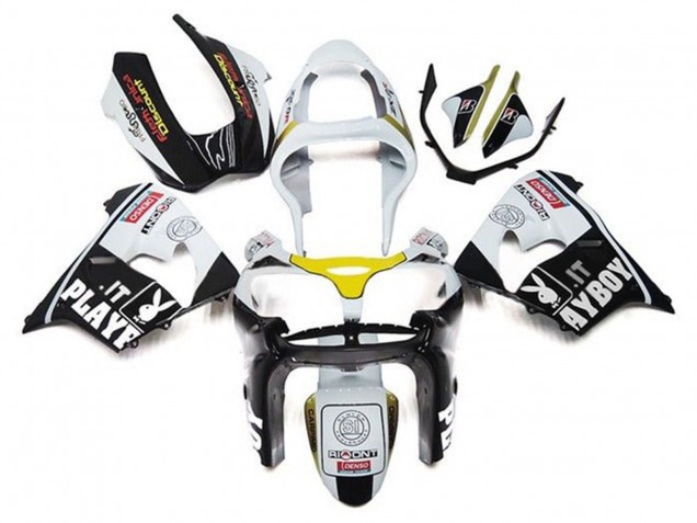 Carenados Moto Kawasaki ZX9R 2002-2003 - Blanco Negro Amarillo Playboy Baratos