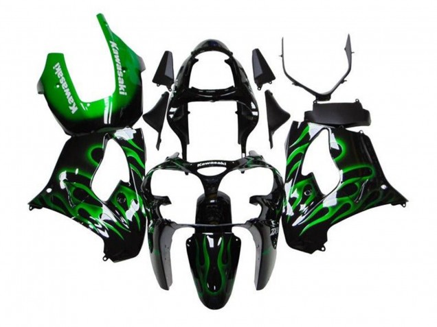 Carenados Moto Kawasaki ZX9R 2002-2003 - Negro Blanco Verde Llama Baratos